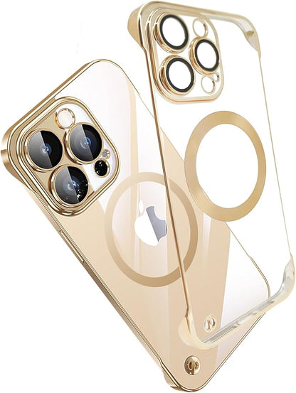 Compatible iPhone 16 Plus Silicone Minimalist Case with Camera Lens Bumper, Frameless, Ultra Thin, Shockproof, Gold