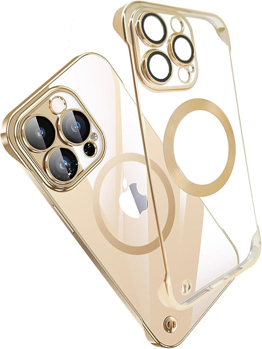 Compatible iPhone 16 Plus Silicone Minimalist Case with Camera Lens Bumper, Frameless, Ultra Thin, Shockproof, Gold