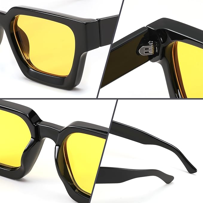 FEISEDY Retro 90s Square Sunglasses for Women Men Trendy Chunky Rectangle Sunglasses UV400 Protection B2385