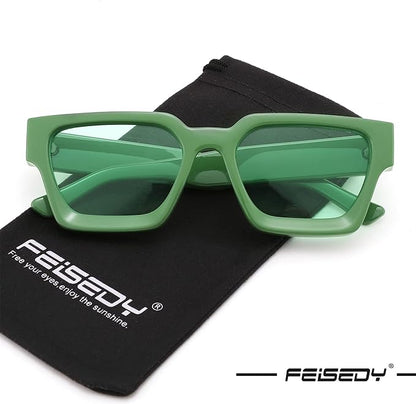 FEISEDY Retro 90s Square Sunglasses for Women Men Trendy Chunky Rectangle Sunglasses UV400 Protection B2385