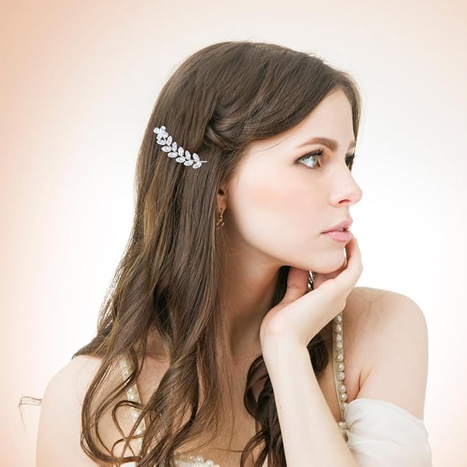 2PCS Rhinestone Hair Pins, Crystal Hair Clips, Handmade Cute Hair Barrettes, Hollow Geometric Hairpins, Elegant Metal Hairpin Hair Accessories Headwear Styling Tools, Gifts for Women Girls (TypeC)