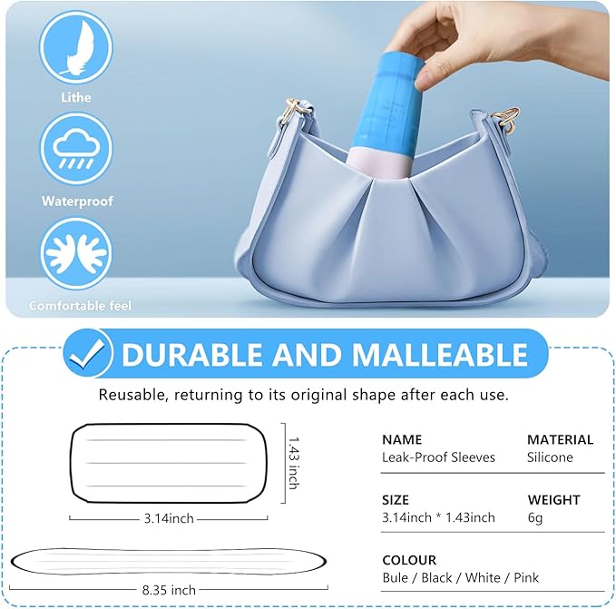 24 Pack Elastic Sleeves for Leak Proofing Travel,Silicone Leak Proof Sleeves for Travel Container in Luggage, Reusable Accessory for Cruise Ship Essentials for women Men