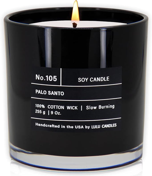 Lulu Candles | Palo Santo | Luxury Scented Soy Jar Candle | Hand Poured in The USA | Highly Scented Candles for Home Fragrance & Decor (9 Oz.)