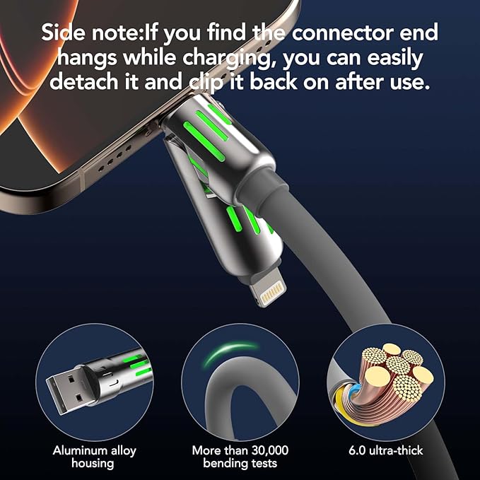 4-in-1 Universal Multi USB Charging Cable – 240W Max Fast Charger Cord with Multiple Connectors for iPhone 16/15/14/13, iPad, Samsung, MacBook, Tablets & More (Grey, 6.6Ft)