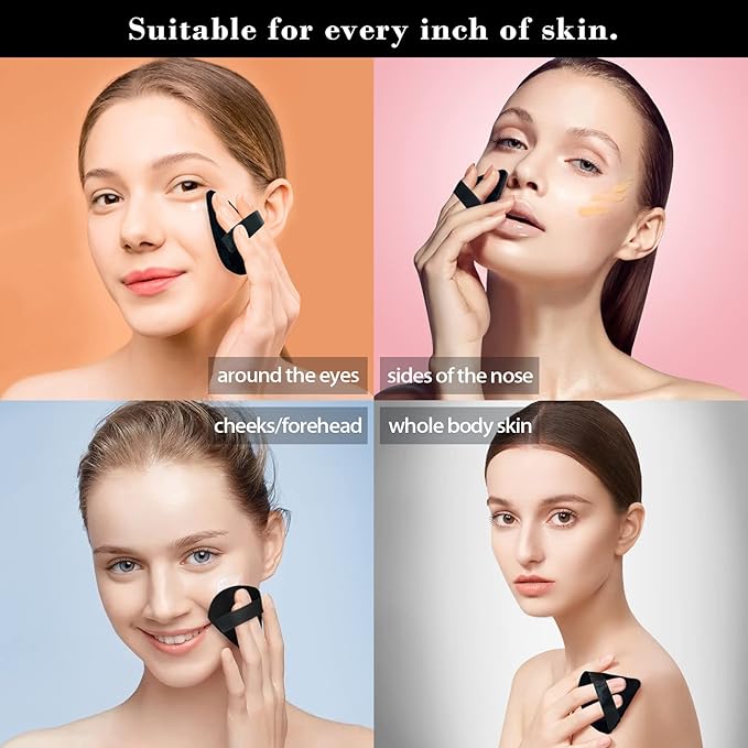 8pcs Triangular Powder Puff Face Soft Velvet Makeup Puff for Loose Powder Body Powder Makeup Sponge for Contouring Wet Dry Foundation Blender Sponge Beauty Makeup Tool.(Black&Rose Red)