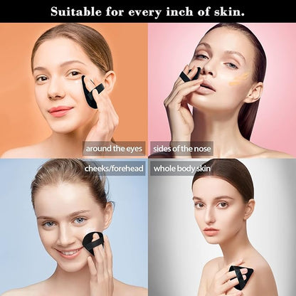 8pcs Triangular Powder Puff Face Soft Velvet Makeup Puff for Loose Powder Body Powder Makeup Sponge for Contouring Wet Dry Foundation Blender Sponge Beauty Makeup Tool.(Black&Rose Red)