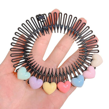 1pc Stretchy Full Circles Comb With Flowers,Stretchy Headband Holder Plastic Circular Hair Comb For Women Girls Comb Hair Clips Broken Hair Ar Hair Combs,Styling Tools and Appliances,Black