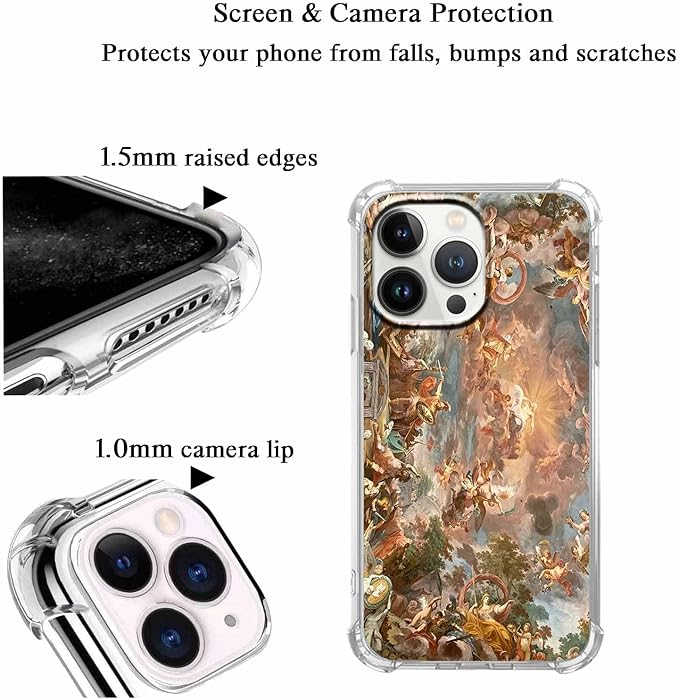Case for iPhone 14 Pro with Renaissance Art Design,Aesthetic Classical Angel God Painting,Unique Soft TPU Protective Phone Cover(14pro,Gods)