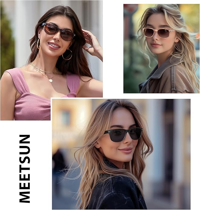 MEETSUN Classic Polarized Sunglasses for Women Men Trendy Retro Sun Glasses for Driving UV Protection (3 Pack)