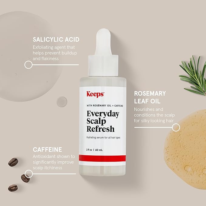 Keeps Everyday Scalp Serum - Hair Serum to Nourish, Condition & Exfoliate the Scalp - Caffeine, Rosemary Oil & Salicylic Acid for Hair Health- Hair Treatment Products for Men & Women