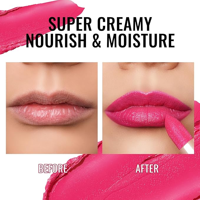 Oulac Hot Pink Lipstick for Women - Moisture-Rich Lip Balm with Shiny Surface, Creamy Lip Color Lightweight Texture, Vegan Beauty Medium Coverage Lip Makeup, PG01 Pink Promise