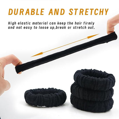 No Damage Soft Polyester Hair Ties, No Tug Scrunchies Hair Bands with Strong Elasticity – Black