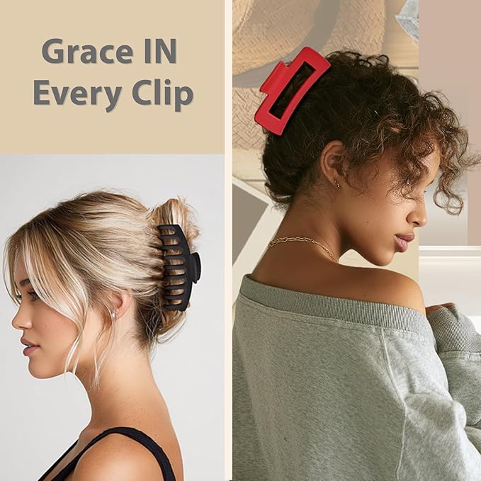 TOCESS 8 Pack Jumbo Hair Claw Clips for Women, Big 4.33 Inch Matte Finish Claw Clips, Durable Non-Slip Rectangle Claw Set for All Girls Hair Types like Thick, Thin, Wavy, or Straight Hair