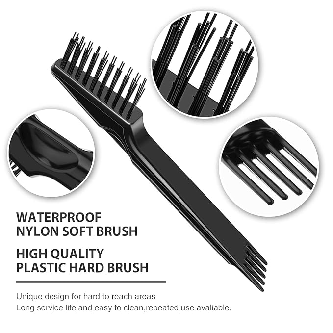 Boao 2 Pieces Hair Brush Cleaning Tool Comb Cleaner Brush Mini Comb Cleaning Hair Remover Tool for Removing Dust Home and Salon Use(Black, Wood Color)