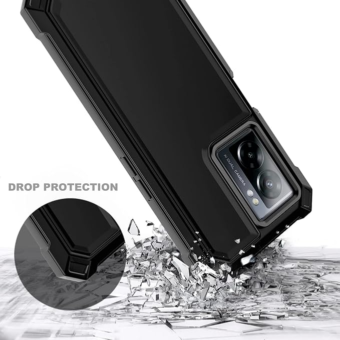 NZND Compatible with OnePlus Nord N300 5G Case with [Built-in Screen Protector], Full-Body Protective Shockproof Rugged Bumper Cover, Impact Resist Phone Case (Black)