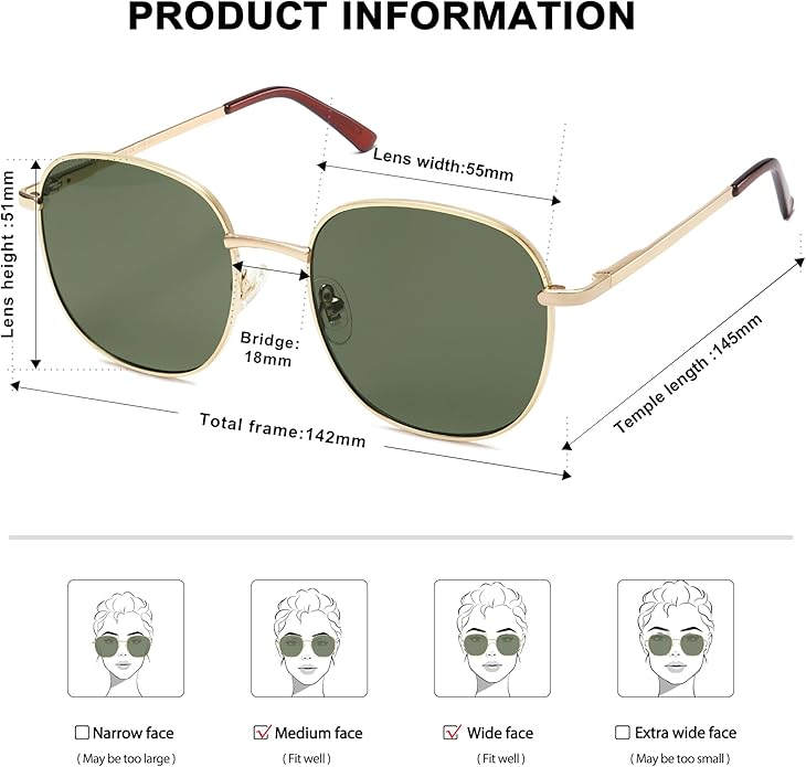 SOJOS Classic Trendy Square Sunglasses for Women Men Cute Big Frame Gold Shades SJ1137