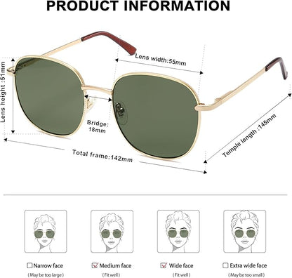 SOJOS Classic Trendy Square Sunglasses for Women Men Cute Big Frame Gold Shades SJ1137