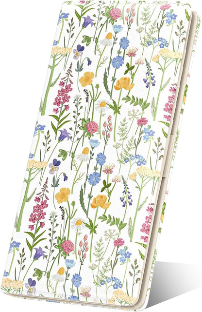 Nipichsha Womens Wallet, RFID Slim Wallets for Women, Thin Ladies Credit Card Holder Purse, Cute Leather Bifold Clutch Billfold with 11 Card Slots & ID Window, Colorful Flowers