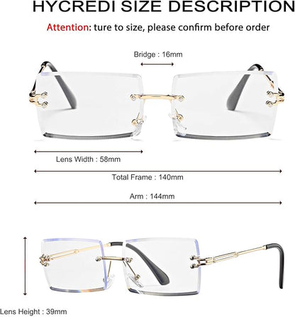 Rectangle Sunglasses for Men/Women Small Rimless Square Shade Eyewear