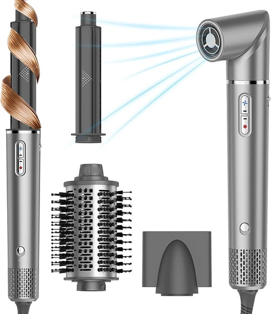 5-in-1 High-Speed Multi-Hair Styler - 1400W Hot Air Brushes with 110,000 RPM Motor, Auto-Wrap Curlers, Straightening Brush & Blow Dryer for Fast Drying, Curling & Smoothing All Hair Types