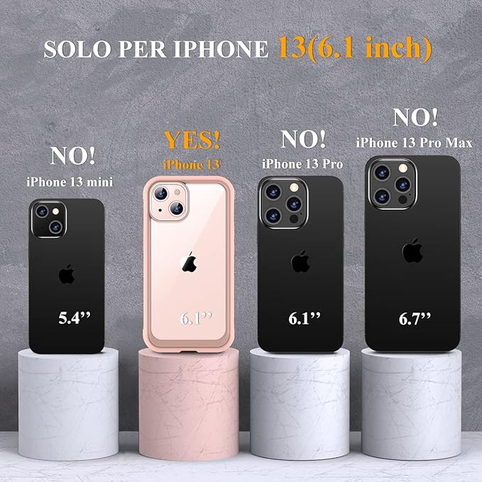 Miracase Compatible with iPhone 13 case 6.1 inch, [Glass Instead Plastic] with Built-in 9H Tempered Glass Screen Protector for iPhone 13,2023 Upgrade Full-Body Glass Clear Case,Crystal Pink