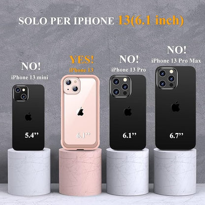 Miracase Compatible with iPhone 13 case 6.1 inch, [Glass Instead Plastic] with Built-in 9H Tempered Glass Screen Protector for iPhone 13,2023 Upgrade Full-Body Glass Clear Case,Crystal Pink