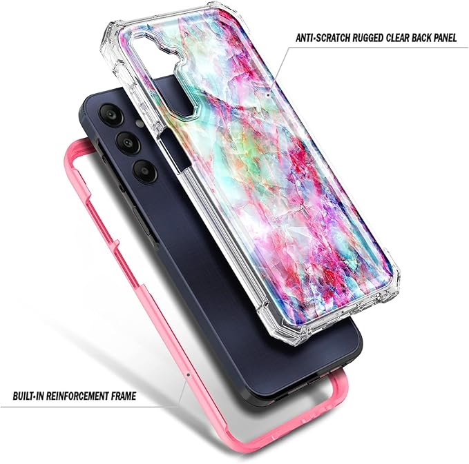 Designed for Samsung Galaxy A25 5G Case, Slim Stylish Full-Body Protective Shockproof Rugged Bumper Cover with Built-in Screen Protector (Marble Fantasy)