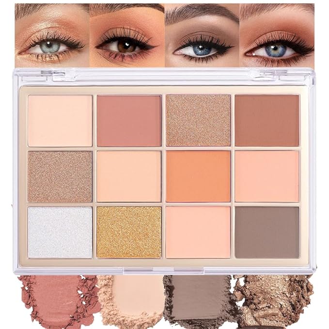 Nude Brown Maroon Bronze Eyeshadow Palette,Natural Neutral Soft Small Cream Eyeshadow Palette,Highly Pigmented Eye Shadow Palette Long Lasting Naturing-Looking Make Up Pallets for Women,Vegan