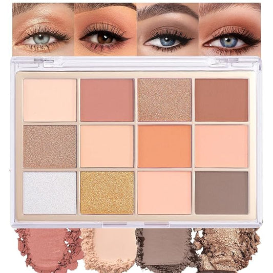 Nude Brown Maroon Bronze Eyeshadow Palette,Natural Neutral Soft Small Cream Eyeshadow Palette,Highly Pigmented Eye Shadow Palette Long Lasting Naturing-Looking Make Up Pallets for Women,Vegan