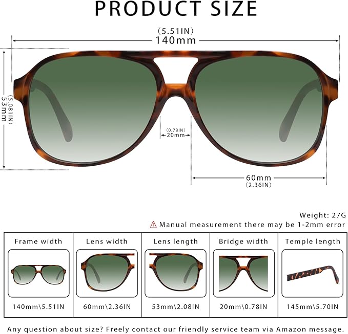 YDAOWKN Retro Aviator Sunglasses for Women Mens Large Frame Classic Vintage 70s Sun Glasses Aviators