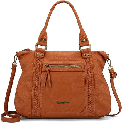 Montana West Washed Leather Hobo Bags for Women Roomy Handbags with Crossbody Strap