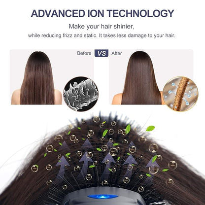 Hair Dryer Brush, Aima Beauty 4-in-1 Upgrade Hot Air Straightener Curler Function for Women, Hair Styling Tools, Prussian Blue-Round