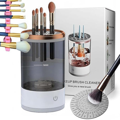 Makeup Brush Cleaner Machine, Portable Electric Makeup Brush Cleaner, Efficient Deep Cleaning Makeup Brushes, Automatic Spinning Make Up Brush Cleaner Fit for All Size Cosmetic Brush (Grey)