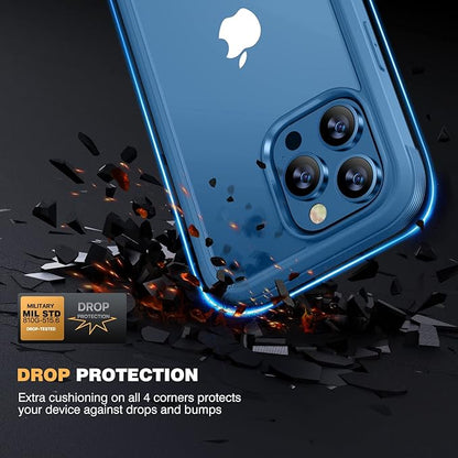 Miracase Designed for iPhone 12 Pro Max Case, Full Body Rugged Case with Built-in Touch Sensitive Anti-Scratch Screen Protector, Soft TPU Case Compatible with iPhone 12 Pro Max 6.7", Water Blue