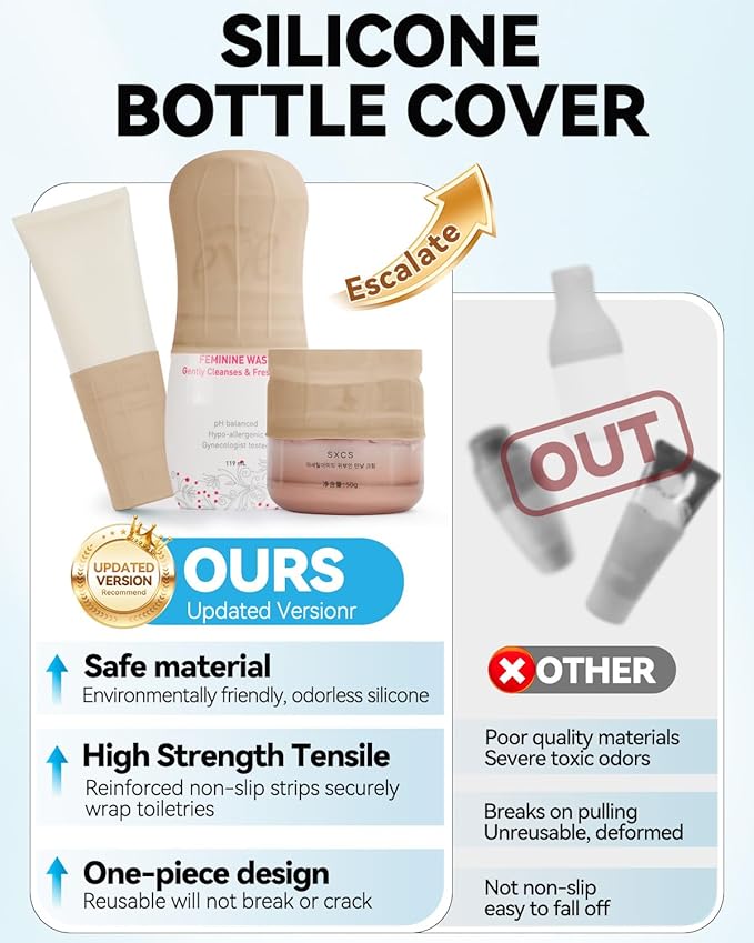 16 Pack Silicone Bottle Cover,Travels Essential for Women Men,Cruise Ship Essentials 2025,Beach Vacation Essentials,Travel Size Toiletries,Airplane Travel Accessories Elastic Sleeve for Leak Proofing