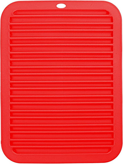 Large Silicone Heat Resistant Mat, 12"x 9" Professional Heat Mat for Curling Iron, Hair Strainghtener and Styling Tool Appliances, Flat Iron Mat, Travel Silicone Mat for Hair Dryer Salon Tools, Red