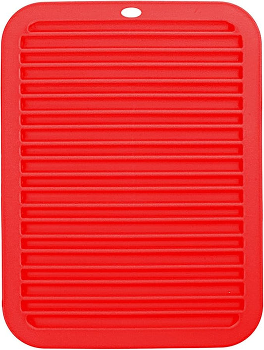 Large Silicone Heat Resistant Mat, 12"x 9" Professional Heat Mat for Curling Iron, Hair Strainghtener and Styling Tool Appliances, Flat Iron Mat, Travel Silicone Mat for Hair Dryer Salon Tools, Red