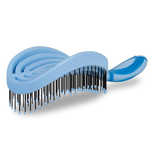 NuWay 4HAIR® DoubleC PRO® U.S. Patented Double Curved Detangling Brush is Hair Dryer Safe (Ocean Blue)