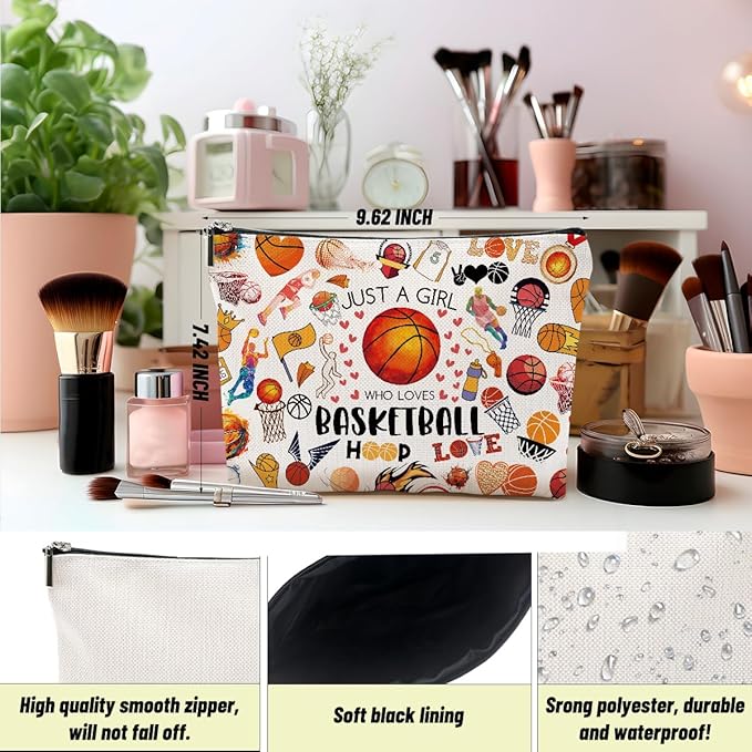 2pcs Basketball Gifts Cosmetic Bag Toiletry Bag Basketballs Makeup Bags for Women Birthday Graduation Gifts for Women Teens Girls Girlfriend Basketball Lover Fan