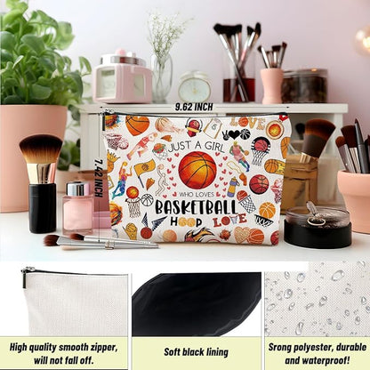 2pcs Basketball Gifts Cosmetic Bag Toiletry Bag Basketballs Makeup Bags for Women Birthday Graduation Gifts for Women Teens Girls Girlfriend Basketball Lover Fan