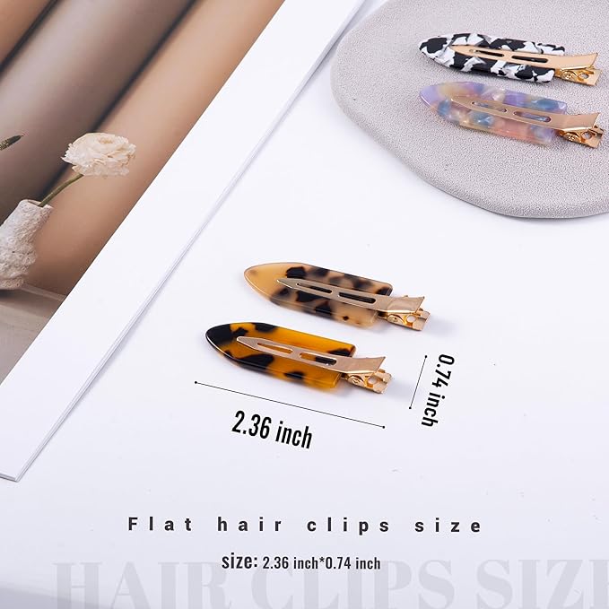 No Crease Creaseless No Bend Hair Clips For Styling Non Slip Flat Clips For Makeup Hair Accessories For Women,Tortoise Color,12 PCS