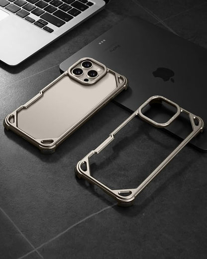 OATSBASF for iPhone 16 Pro Max 6.9" Bumper Case Metal, Aluminum Frame Slim Fit No Back Design, Compatible with MagSafe, 4 Corner Shockproof Protection, Minimalist Frameless Phone Case,Natural Titanium