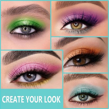 Sixteen Color Matte Shimmer Eyeshadow Palette, Lake Blue Rose Pink Yellow Purple White Orange Nude Green Champagne Grass Green Sky Blue Eye Shadow Palette Makeup, Prom-Looking Women Girls Eye Shadow