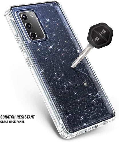 NZND Case for Samsung Galaxy S20 FE 5G with [Built-in Screen Protector], Full-Body Protective Shockproof Rugged Bumper Cover, Impact Resist Phone Case (Crystal Glitter Clear)
