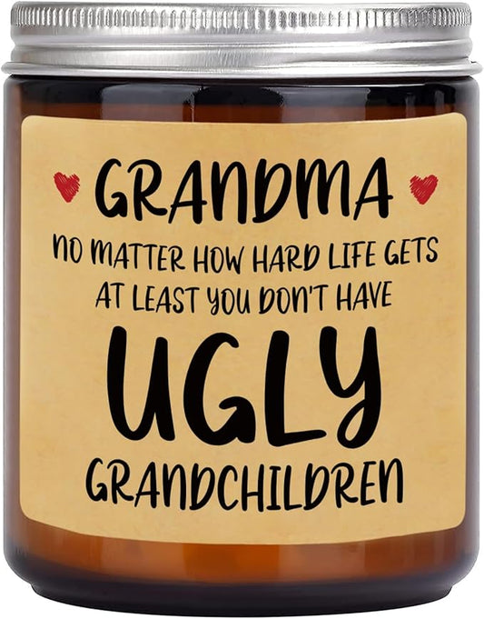 Niyewsor Grandma Gifts, Mothers Day Gifts for Grandma, Lavender Scented Soy Wax Candle, Grandmas Birthday Gift from Grandchildren Granddaughter Grandkids, Handmade, 7oz