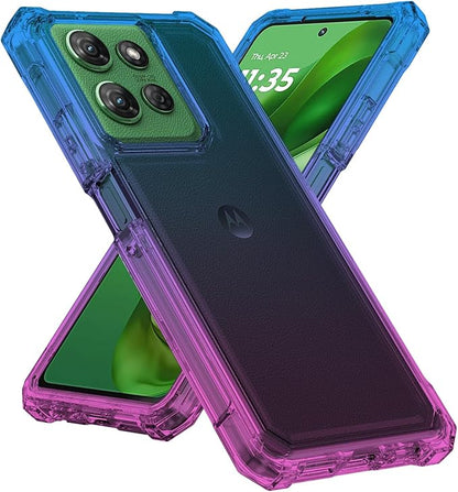 Ailiber for Motorola Moto G Stylus 5G 2025 Case, with Screen Protector, Moto G Stylus 5G 2025 Silicone Phone Case, Shockproof Corners TPU Bumper, Dual Layer Protective Cell Phone Cover-Blue Pink