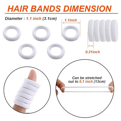 120 Pcs Baby Hair Ties, Cotton Toddler Hair Ties for Girls and Kids, Multicolor Small Seamless Hair Bands Elastic Ponytail Holders (White)