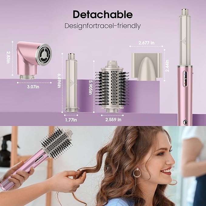 5 in 1 Hair Dryer Brush one Step Professional hot air Brush Set Blow Dryer for Fast Drying, Auto Curling, Straightening Combing Multi Hair Styler