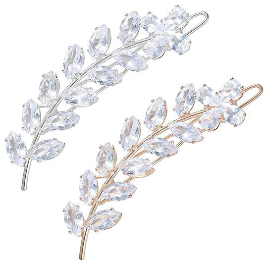 2PCS Rhinestone Hair Pins, Crystal Hair Clips, Handmade Cute Hair Barrettes, Hollow Geometric Hairpins, Elegant Metal Hairpin Hair Accessories Headwear Styling Tools, Gifts for Women Girls (TypeC)