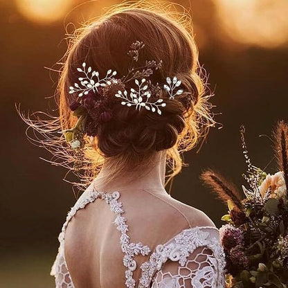 5 Pcs Rhinestone Bridal Hair Pins Sparkly Bride Hair Piece for Women Crystal Pearl Hair Accessories for Bride Bridesmaids Flower Girls(Silver)